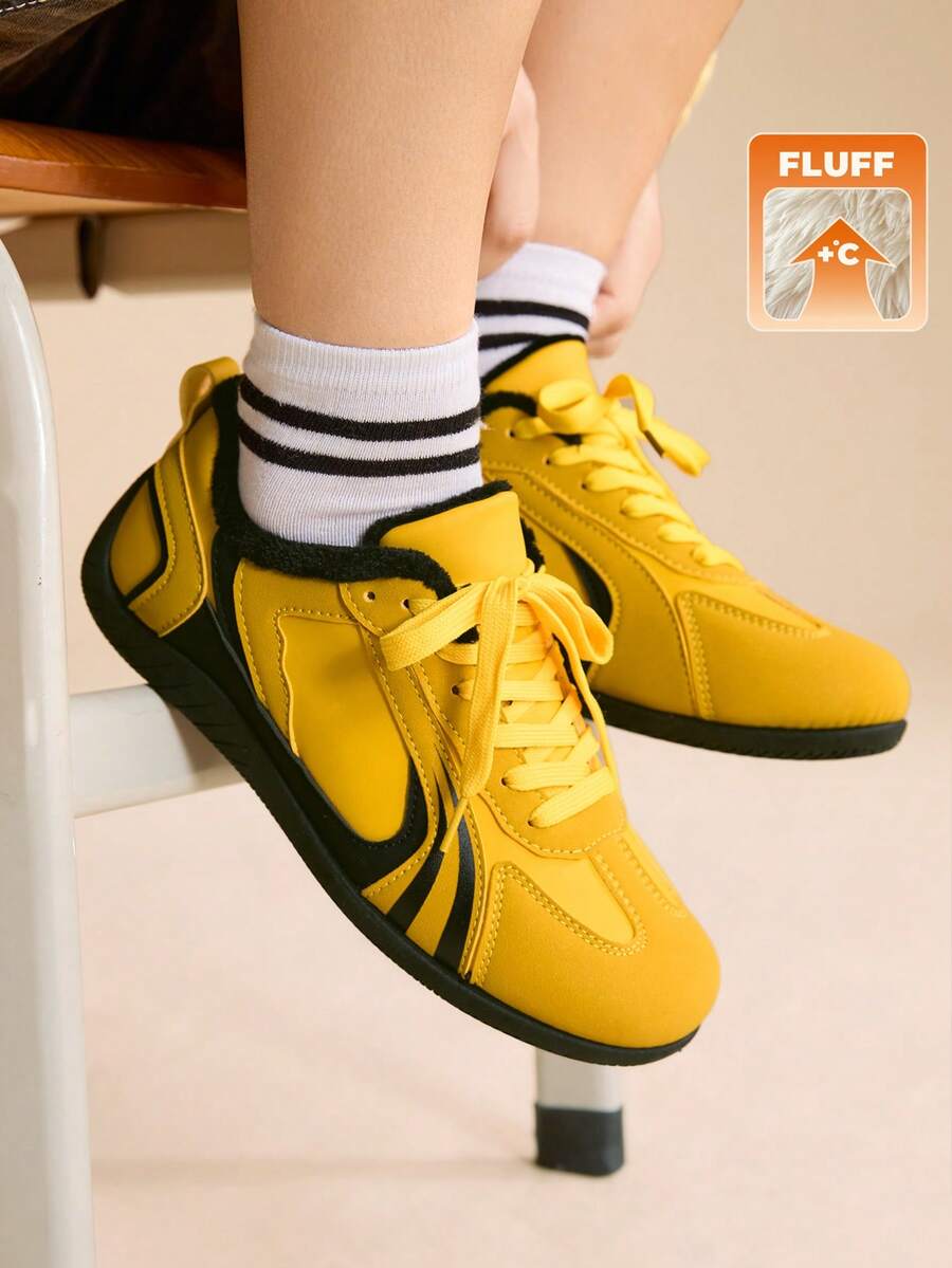 CUCCOO EASI Women's Sneakers New Autumn/Winter Plush Skateboard Shoes, Internal Heightening Racing Shoes