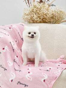 PETSIN Pink Flamingo Print Soft & Warm Pet Blanket - Pink - View 1