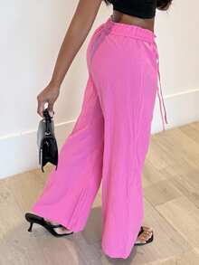 Alexandranx Primavera Novas Calças Femininas de Lazer com Cintura Baixa e Cós Dobrável