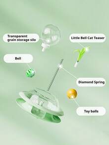 PETSIN 1 Cat Toy With Rotating Food Dispenser; A Wand To Tease The Cat; A Spring Toy For Cats; A Self-Entertainment Toy To Relieve Boredom Pets; Pet Supplies. - Multicolor - View 7