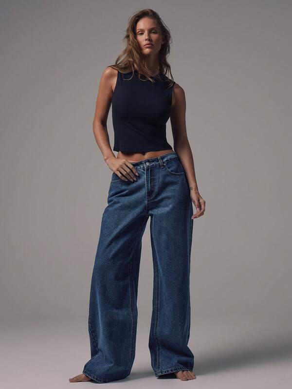 MUSERA Jeans de tiro medio, pierna ancha, lavado azul medio con detalles de botones plateados, de tiro medio, casuales, para otoño e invierno, para salir de noche, volver al colegio, la oficina, citas, eventos nocturnos, fiestas elegantes y Navidad