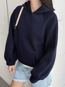 Livesso 秋冬季宽松休闲街头风女式卫衣 - 藏蓝色 - 查看 4