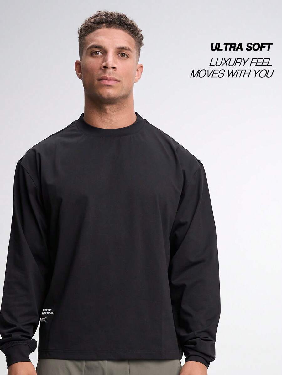 Camiseta de manga larga de unicolor casual para hombres ARC - Negro - Ver 1