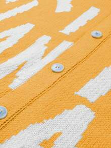 Manfinity Hypemode Men's Casual Letter Graphic Button-Up Long Sleeve Cardigan - Yellow - View 5