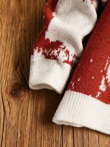 Manfinity Hypemode 男士圣诞家庭装红色格子圆领长袖毛衣，秋冬男士格子圆领宽松毛衣，秋冬男士圣诞毛衣，红色毛衣，格子毛衣，男士套头毛衣，男士针织圣诞家庭卡通图案男士毛衣 - 彩色 - 查看 6