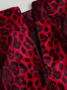 SHEIN MOOSTA 1 pieza Falda de línea A con estampado de leopardo rojo para mujer, uso casual/diario, para ir al trabajo, fiestas, otoño/invierno - Rojo - Ver 7
