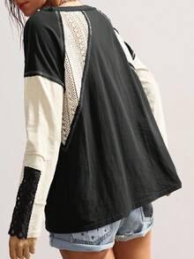 Bohemela Casual Knit Patchwork Round Neck Long Sleeve Loose Women T-Shirt,Fall,Fall Clothes For Women,Women's Winter Clothes - Multicolor - View 2