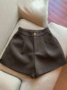 Franclia Fashionable & Versatile High-Waisted Tri-Color Wool Blend Shorts Set - Multicolor - View 4