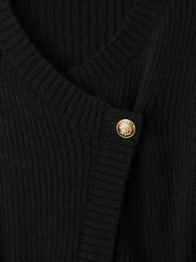 GlowEve New V-Neck Cardigan For Women, European & American Style Color Blocking Elegant Minimalist Fashion Knitted Sweater Fall Winter Cloth For Women