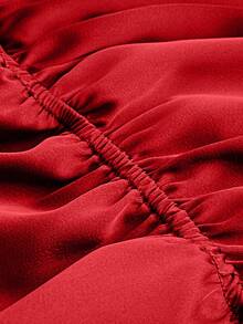 Viva Relle 秋季大码优雅性感荷叶边长袖衬衫 - 紅色 - 查看 4