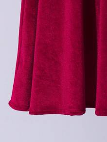 SHEIN Sparklyn Robe à manches longues élégante et polyvalente pour filles avec col en dentelle et décoration de nœud, convient pour les fêtes, les sorties, peut être associée à des vestes, gilets, manteaux - Rouge - Voir 4
