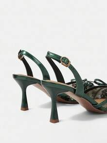 CUCCOO HITCHD 新款时尚设计师高跟鞋，水晶和仿珍珠装饰，适合派对礼服、舞会、婚礼、圣诞节等正式场合，优雅婚鞋 - 墨綠色 - 查看 9