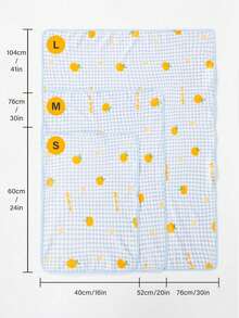 PETSIN 1 件蓝色格子橙色水果拼布宠物卡通法兰绒毯子，猫用品 - 彩色 - 查看 7