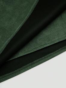 Sweetra Gonna corta in finta pelle scamosciata con pieghe asimmetriche e chiusura lampo decorativa, stile minimalista da pendolare, adatta per autunno/inverno - Verde Scuro - Visualizzare 7