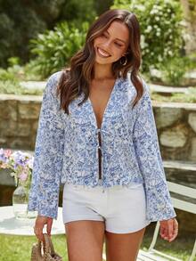 KARISMINA 女士休闲梭织印花宽松衬衫 - 彩色 - 查看 1