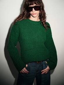 Lumivelle 女士橄榄绿圆领圣诞针织毛衣