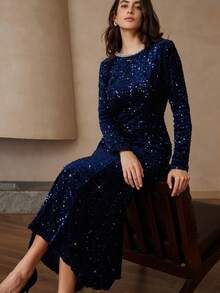 Aveloria Rosie Váy dài tay đính sequin thời trang, phong cách Âu Mỹ đa năng cho mùa thu/đông - Nhiều màu - Xem 7