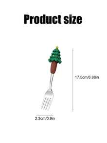 1PC Christmas Silver Spoon Creative Tableware Doll Dessert Spoon Fork Cartoon Christmas Tree Silver Spoon Fork Gift Box Set - Multicolor - View 11