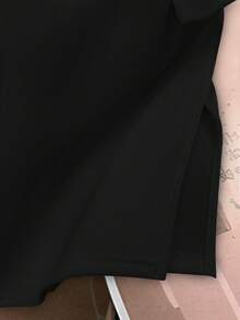 SHEIN 女式羊毛连帽连衣裙，配有抽绳和纽约字母印花，黑色长袖运动衫图案套装