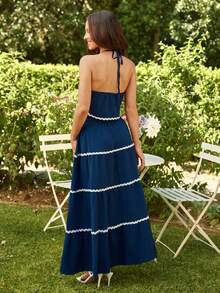 KARISMINA 2pcs/Set Women Summer Fashion Camisole Top & Skirt - Navy Blue - View 2