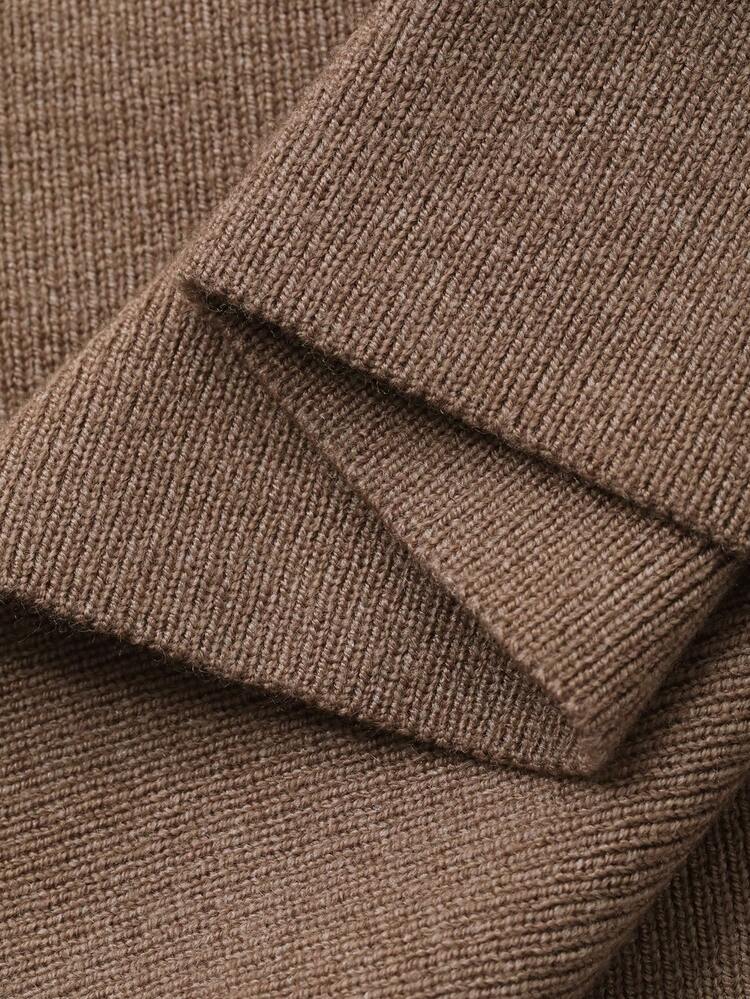 Dazy Plus Plus Size Women Elegant Solid Color Loose Fit Flare Sleeve Crew Neck Split Hem Pullover Sweater, Autumn/Winter