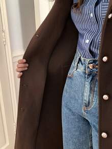 Elyressa Niche New Style Lapel Classic Single-Breasted Overcoat - Coffee Brown - View 7