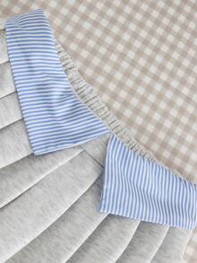 少女条纹领蝴蝶结印花长袖运动衫和百褶迷你裙休闲装，秋季