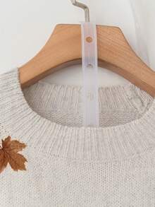 Linhara Plus Size Women Casual Maple Leaf Pattern Raglan Sleeve Loose Pullover Sweater, Autumn/Winter - Brown - View 5