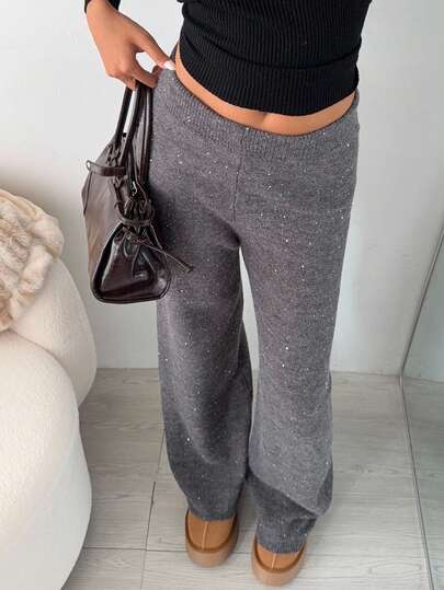 SHEIN EZwear 女式亮片针织裤，秋冬