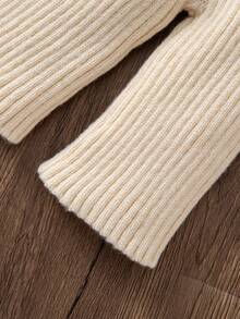 SHEIN Set di maglione e pantaloni in maglia kaki per bambina, maglione oversize vintage di alta qualità minimalista e pantaloni a zampa d'elefante, set di 2 pezzi per autunno e inverno