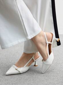 CUCCOO BIZCHIC Damen Spitze Kitten Heel Weiße Pumps, geeignet für Outdoor, Pendeln, Party, Bankett, Bürokleidung