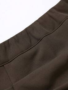 Sweetra Petite 娇小女士休闲百搭百搭 A 字迷你裙，麻灰色 - 咖啡棕 - 查看 5