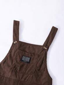 SHEIN Sparklyn Bộ áo liền quần và áo cổ lọ trơn màu thường ngày cho bé gái tuổi teen, Thu/Đông - màu nâu - Xem 4