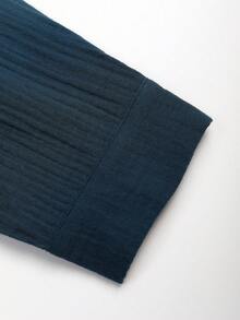 Manfinity Homme Men Solid Button Up Long Sleeve Shirt, Fall - Navy Blue - View 4