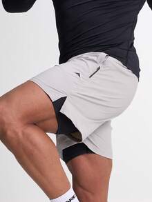ARC Activewear Performance Shorts Running Basketball Quick Dry Fitness Gym Workout Training Training Shorts - Light Grey - View 3