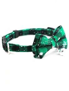 PETSIN 1 圣诞雪花项圈、猫项圈、狗项圈、雪花领结、印有铃铛、可调节尺寸宠物项圈、圣诞装饰、着装、宠物用品