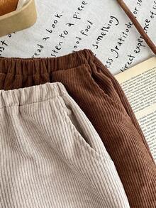 LMoss Kids 2件套男童灯芯绒纯色休闲裤套装