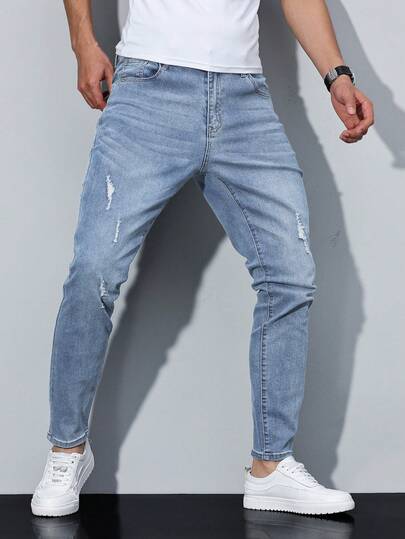 Manfinity Homme Herren Lässig Slim Fit Jeans mit Tasche