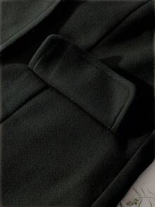 SHEIN Teen Girls Camel Waist Cinched Elegant Wool Blend Double-Breasted Jacket, Versatile For Commuting