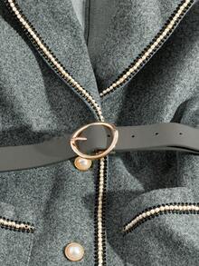 SHEIN Franclia Women's Casual & Commute Gray Tweed Vest, Autumn/Winter - Grey - View 4