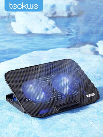 Teckwe Laptop Cooling Pad, Laptop Cooler With 4 Quiet Cooling Fans, Suitable For Laptops Ranging From 11 To 17.3 Inches, Gaming Laptop Fan, Height Adjustable Laptop Cooling Stand Laptop Accessories