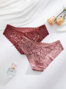 SHEIN Bộ 12 quần lót ren gợi cảm lãng mạn dành cho nữ, đồ lót trong suốt - Nhiều màu - Xem 5