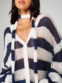 MISSGUIDED 超大条纹开襟长袖针织毛衣秋冬分层必备单品 - 彩色 - 查看 6