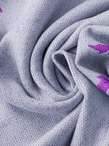 Linhara Suéter casual de talla grande con cuello redondo y mangas raglán con estampado de hojas, para otoño/invierno - Morado - Ver 6