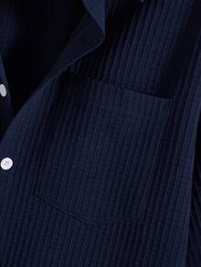 Manfinity Homme Plus Size Men's Plain Color Short Sleeve Single-Breasted Pocket Jacket - Royal Blue - View 4