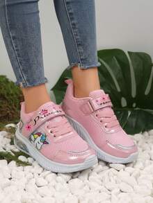 Tenis para niña transpirable detalles unicornio punta redonda ajuste fácil suela ligera estilo tierno escolar casual deportivo - Rosa - Ver 2