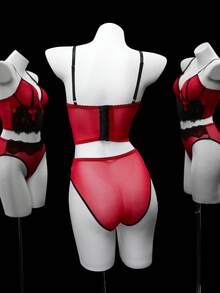 Seduluxe Bộ 2 áo ngực lưới có gọng ren Giáng sinh tương phản dành cho nữ - Nhiều màu - Xem 7