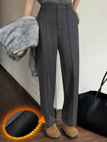 DAZY Women's Straight Leg Ankle Pants, Formal & Elegant, Thermal Lined, Autumn/Winter Buisness Attire