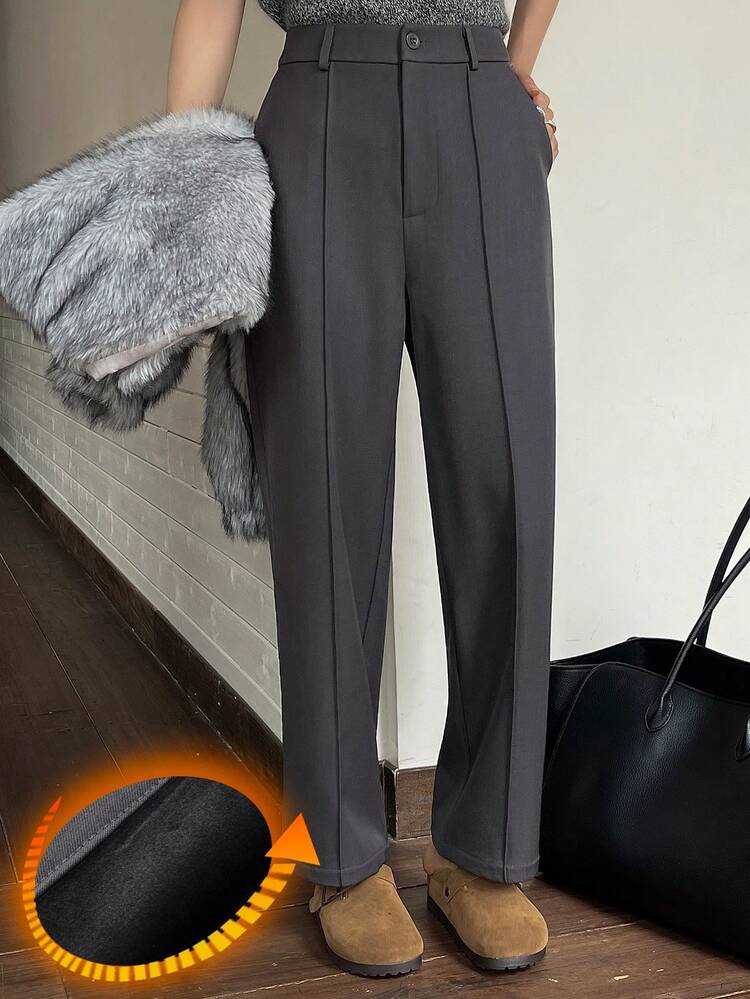 Women's Straight Leg Ankle Pants, Formal & Elegant, Thermal Lined, Autumn/Winter Business Attire