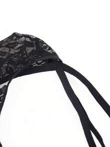 1 件男士性感内裤，带黑玫瑰蕾丝花边和镂空后背 - 黑色 - 查看 3